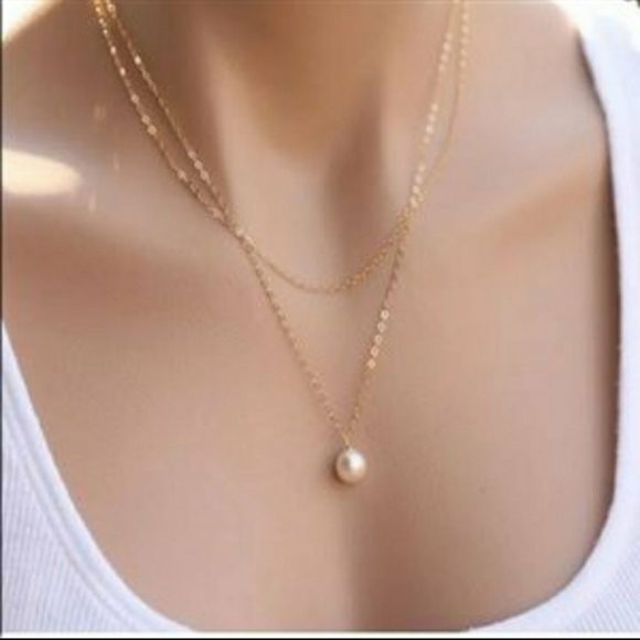 14k gold plated faux pearl necklace - Picture 5 of 5